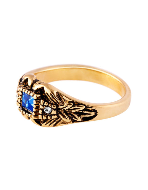 Load image into Gallery viewer, Vintage 1980's Ring Austrian Crystal 18k Antique YellwoWhite Gold Electroplated Made in the USA by PVD Vintage Jewelry
