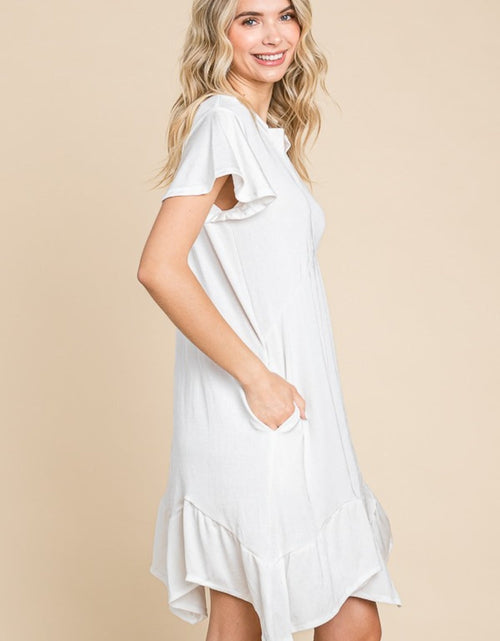 Load image into Gallery viewer, Culture Code Full Size Short Sleeve Ruffled Asymmetric Hem Dress
