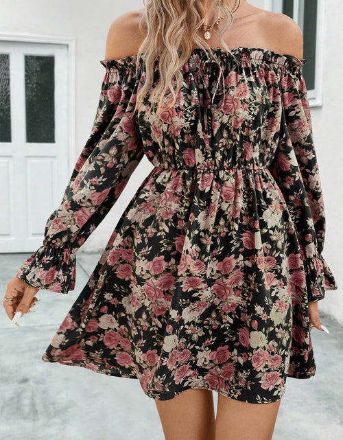 Load image into Gallery viewer, Floral Off-Shoulder Flounce Sleeve Dress
