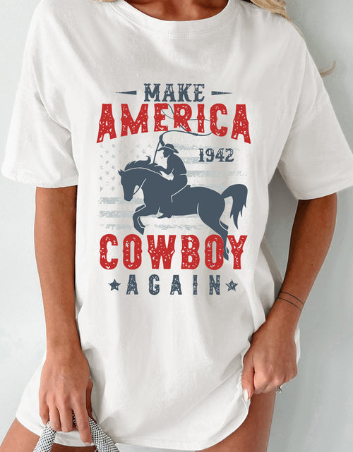 Load image into Gallery viewer, Cowboy Graphic Round Neck Half Sleeve T-Shirt
