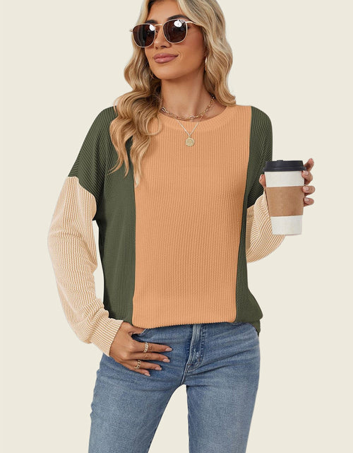 Load image into Gallery viewer, Double Take Texture Contrast Round Neck Long Sleeve T-Shirt
