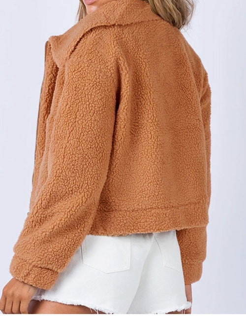 Load image into Gallery viewer, Long Sleeve Collared Neck Sherpa Jacket
