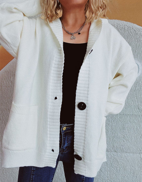 Load image into Gallery viewer, Dropped Shoulder Long Sleeve Hooded Cardigan
