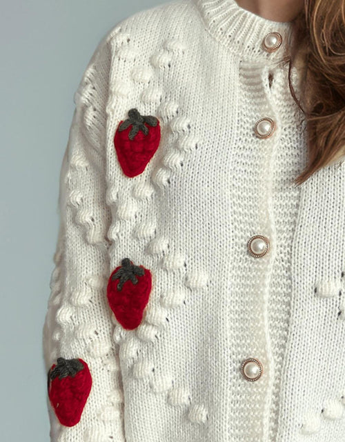 Load image into Gallery viewer, Strawberry Button Down Long Sleeve Cardigan

