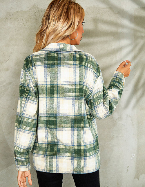 Load image into Gallery viewer, Plaid Button Down Collared Jacket
