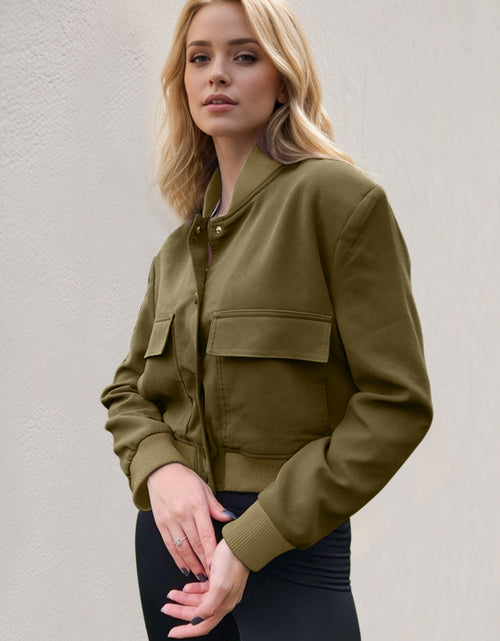 Load image into Gallery viewer, Pocketed Snap Down Baseball Collar Jacket
