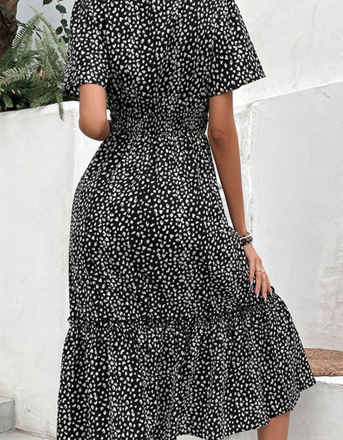 Load image into Gallery viewer, Perfee Leopard Print Short Sleeve Midi Dress
