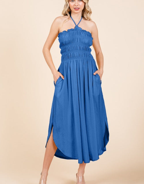 Load image into Gallery viewer, Culture Code Tie Back Shirring Dress with Pockets
