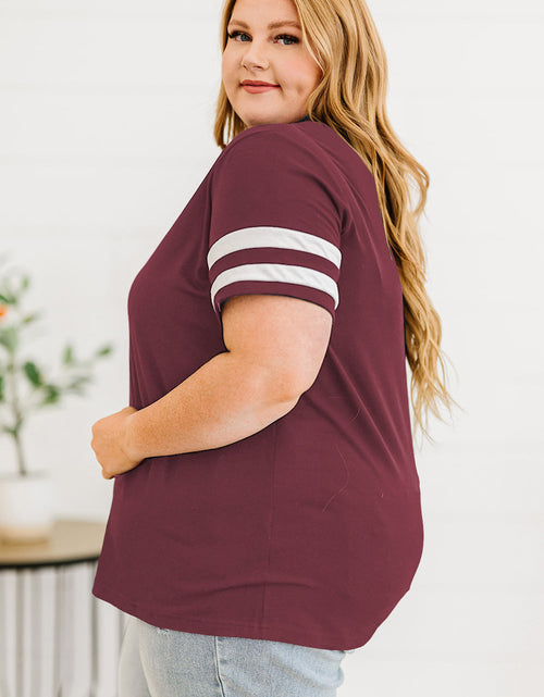 Load image into Gallery viewer, Plus Size Striped V-Neck Tee Shirt
