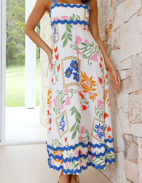 Load image into Gallery viewer, Printed Square Neck Wide Strap Midi Dress

