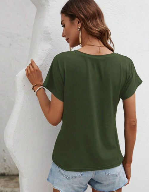 Load image into Gallery viewer, Asymmetric Hem Round Neck T-Shirt
