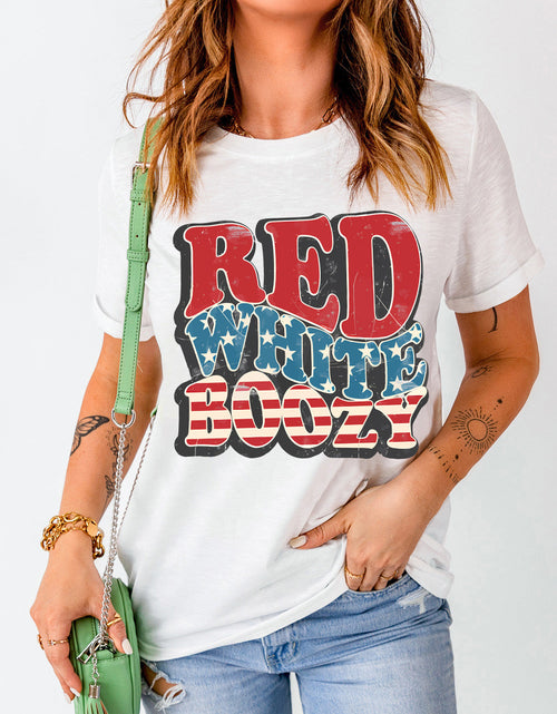 Load image into Gallery viewer, Letter Graphic Round Neck Short Sleeve T-Shirt
