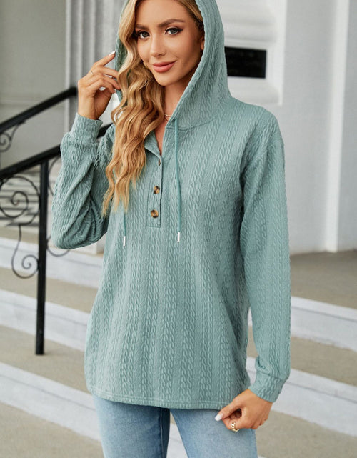 Load image into Gallery viewer, Cable-Knit Long Sleeve Hoodie

