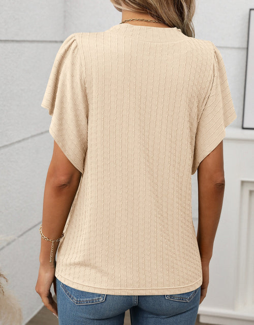 Load image into Gallery viewer, Round Neck Flutter Sleeve T-Shirt
