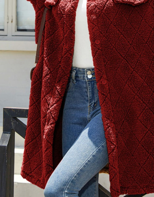 Load image into Gallery viewer, Texture Button Up Dropped Shoulder Coat
