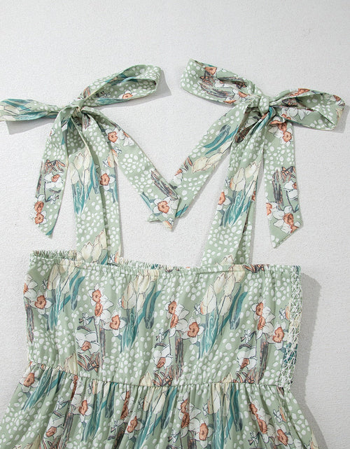 Load image into Gallery viewer, Smocked Printed Tie Shoulder Mini Cami Dress
