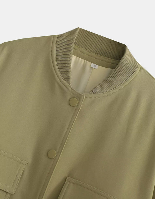 Load image into Gallery viewer, Pocketed Snap Down Baseball Collar Jacket
