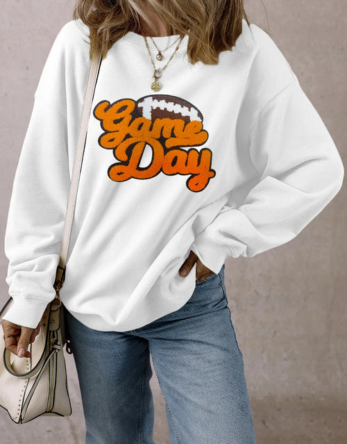 Load image into Gallery viewer, GAME DAY Football Round Neck Long Sleeve Sweatshirt
