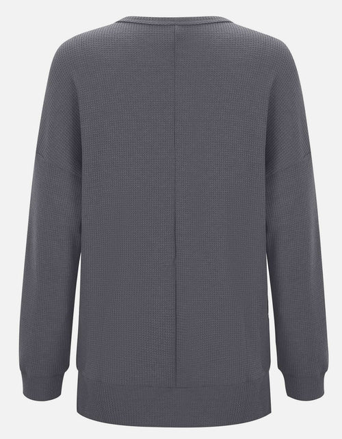 Load image into Gallery viewer, Side Slit Round Neck Long Sleeve T-Shirt
