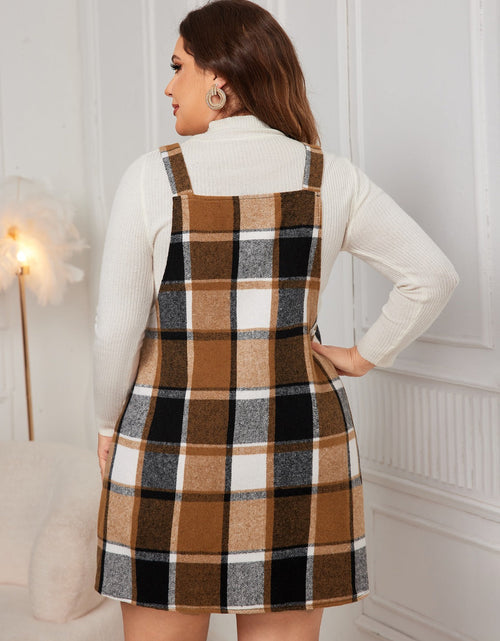 Load image into Gallery viewer, Honey Plus Size Plaid Wide Strap Overall Dress
