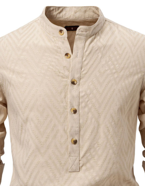 Load image into Gallery viewer, Men's Half Button Geometric Texture Collared Neck Shirt
