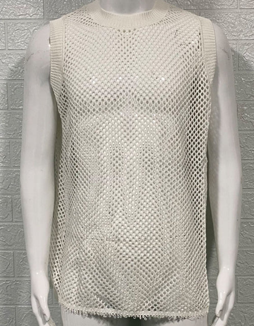 Load image into Gallery viewer, Men's Round Neck Hollow Out Sleeveless Knit Top
