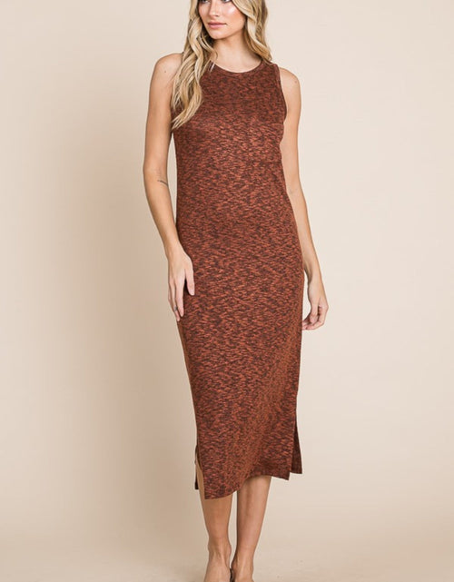 Load image into Gallery viewer, BOMBOM Slit Round Neck Sleeveless Midi Dress
