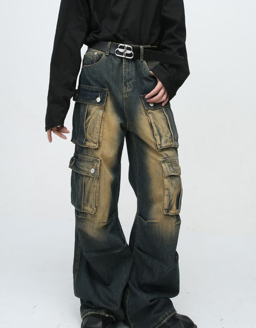 Load image into Gallery viewer, High Waist Jeans with Cargo Pockets
