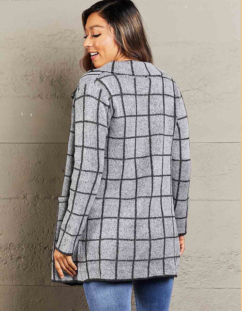 Load image into Gallery viewer, Printed Open Front Lapel Collar Cardigan with Pockets
