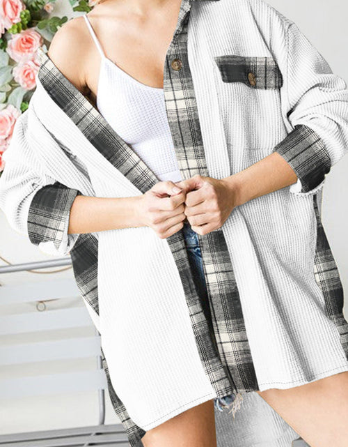 Load image into Gallery viewer, Plaid Button Down Collared Jacket
