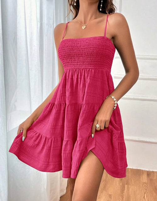 Load image into Gallery viewer, Smocked Tiered Sleeveless Mini Dress
