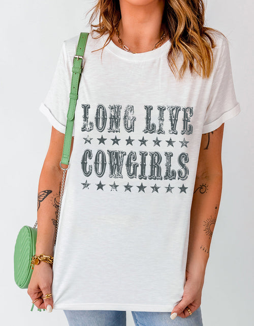 Load image into Gallery viewer, Letter Graphic Round Neck Short Sleeve T-Shirt
