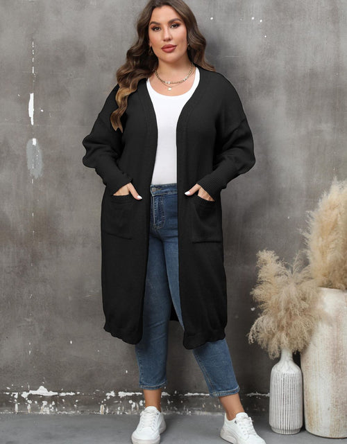 Load image into Gallery viewer, Plus Size Long Sleeve Pocketed Cardigan
