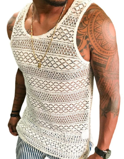 Load image into Gallery viewer, Men's Full Size Openwork Round Neck Tank Plus Size
