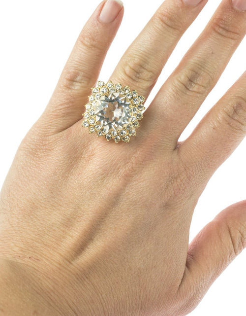 Load image into Gallery viewer, Vintage Austrian Crystal Women's Statement Cocktail Ring 18k Yellow Gold Electroplated Made in the USA by PVD Vintage Jewelry
