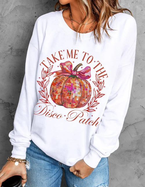 Load image into Gallery viewer, Graphic Round Neck Long Sleeve Sweatshirt
