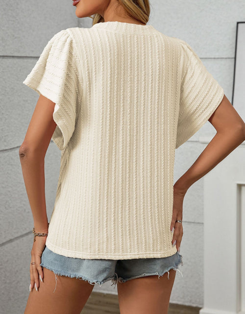 Load image into Gallery viewer, Textured Round Neck Short Sleeve Top
