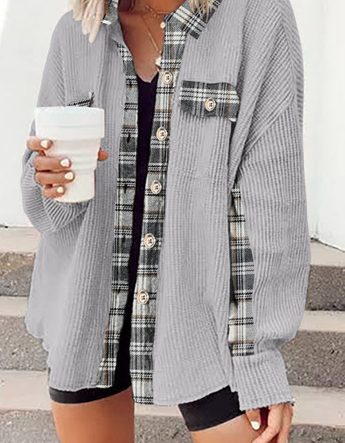 Load image into Gallery viewer, Plaid Button Down Collared Jacket
