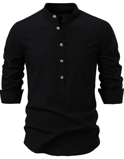 Load image into Gallery viewer, Men's Half Button Geometric Texture Collared Neck Shirt
