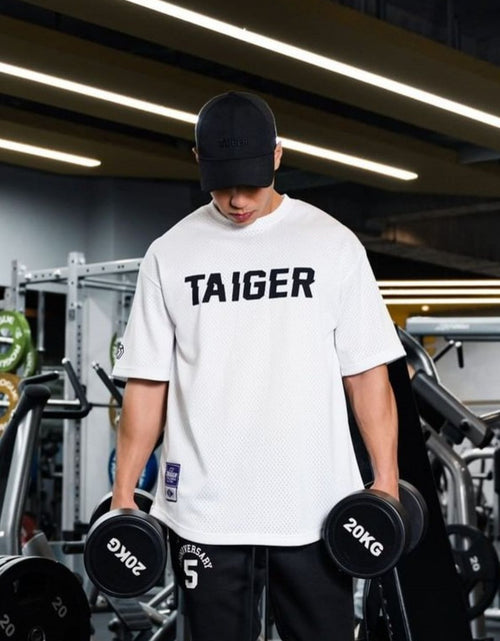 Load image into Gallery viewer, Men's Plus Size Letter Graphic Round Neck Half Sleeve T-Shirt
