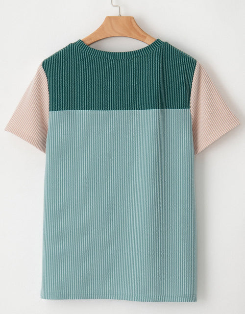 Load image into Gallery viewer, Color Block Round Neck Short Sleeve T-Shirt

