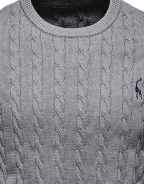 Load image into Gallery viewer, Men's Cable-Knit Round Neck Long Sleeve Sweater
