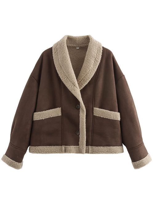 Load image into Gallery viewer, Fuzzy Collared Neck Long Sleeve Jacket
