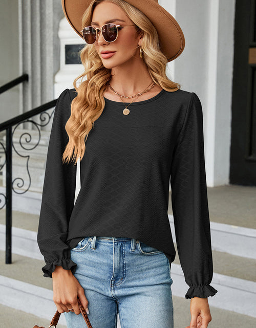 Load image into Gallery viewer, Round Neck Flounce Sleeve T-Shirt

