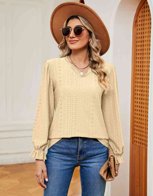 Load image into Gallery viewer, V-Neck Flounce Sleeve Blouse
