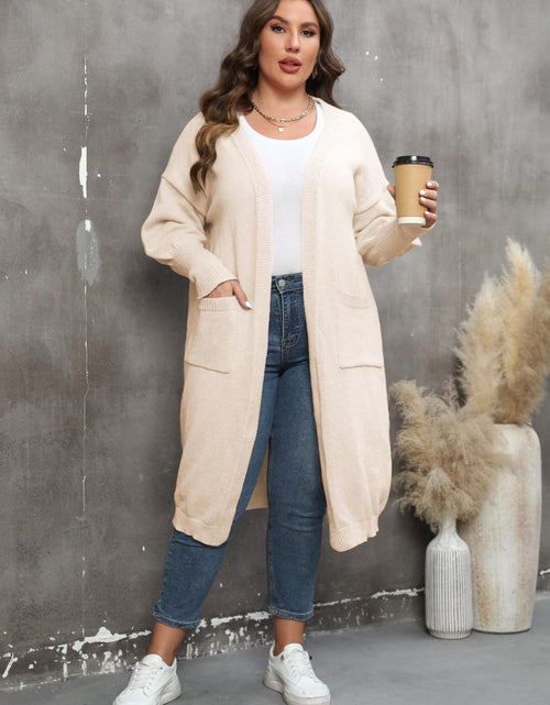 Load image into Gallery viewer, Plus Size Long Sleeve Pocketed Cardigan
