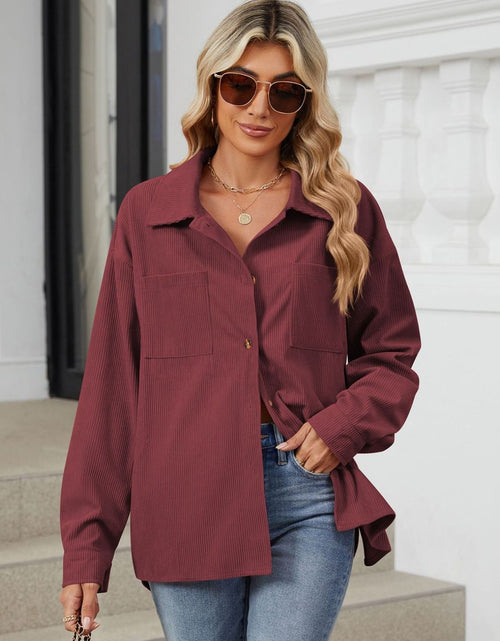 Load image into Gallery viewer, Button Up Dropped Shoulder Long Sleeve Outerwear
