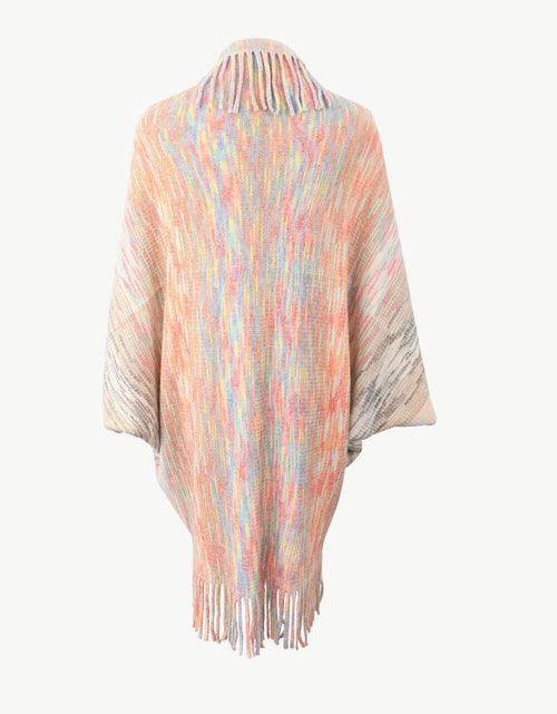 Load image into Gallery viewer, Multicolored Fringe Trim Poncho
