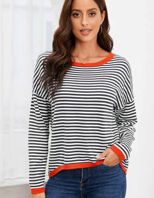 Load image into Gallery viewer, Striped Round Neck Drop Shoulder T-Shirt
