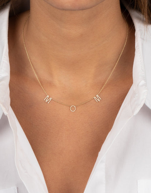 Load image into Gallery viewer, Diamond Pave Mom Necklace 14K by By Adina Eden

